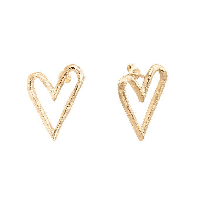 Gold-Plated Silver Big Heart Earrings
