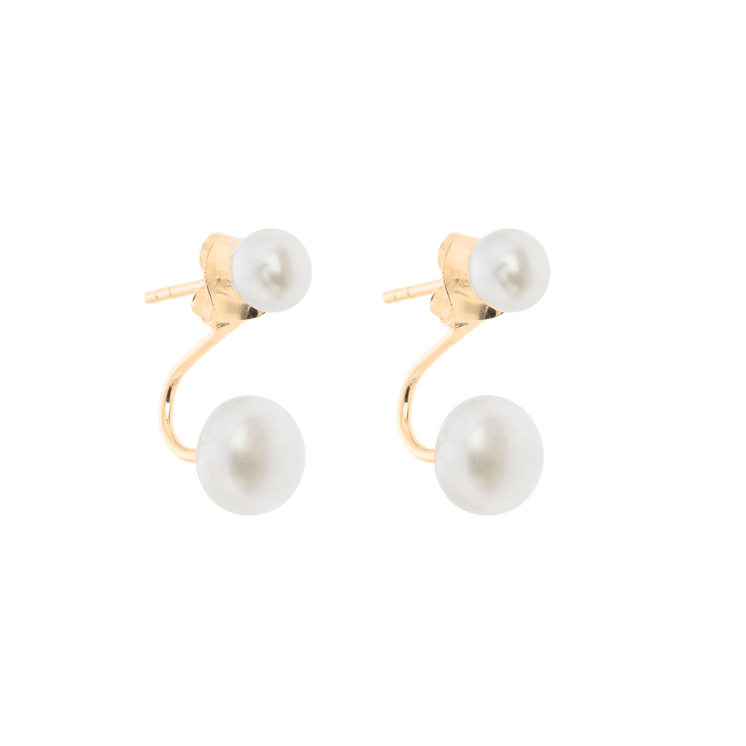 Boucles d'oreilles Lara en argent plaqué or avec perles, parfaites pour les mariages