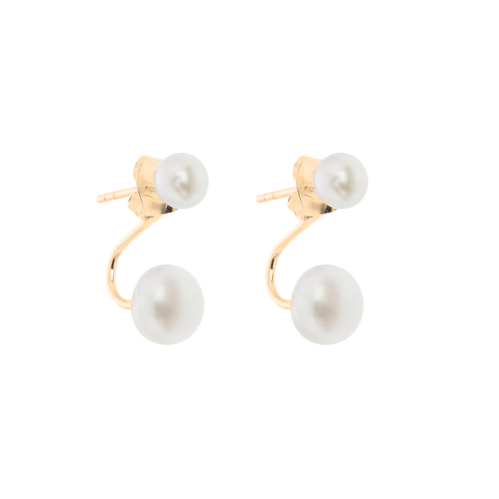 Boucles d'oreilles Lara en argent plaqué or avec perles, parfaites pour les mariages