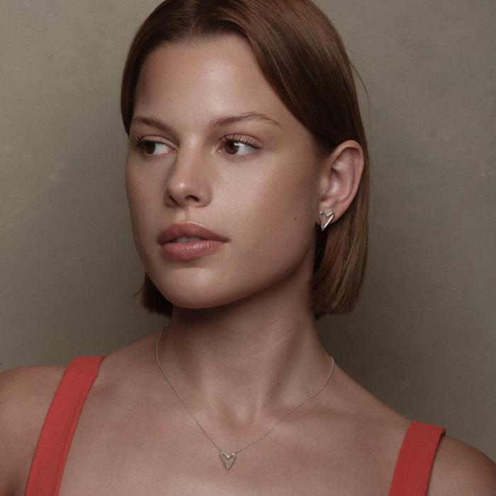 Silver Small Heart Earrings by Aurore Havenne