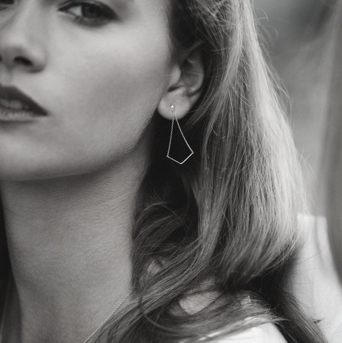 Boucles d'oreilles unity triangle en argent, bijoux minimalistes