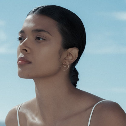 Gold-Plated Silver Double Circle Earrings