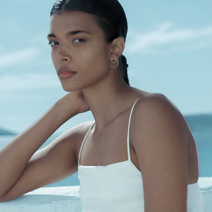 Gold-Plated Silver Double Circle Earrings