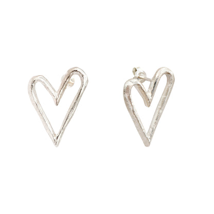 Sterling Silver Big Heart Earrings