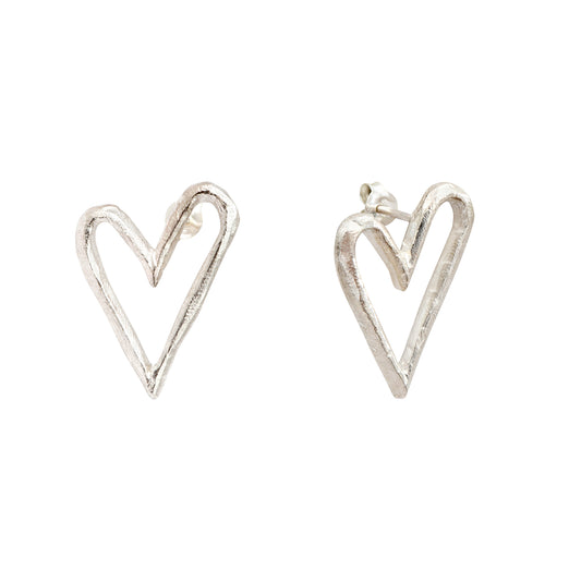 Sterling Silver Big Heart Earrings