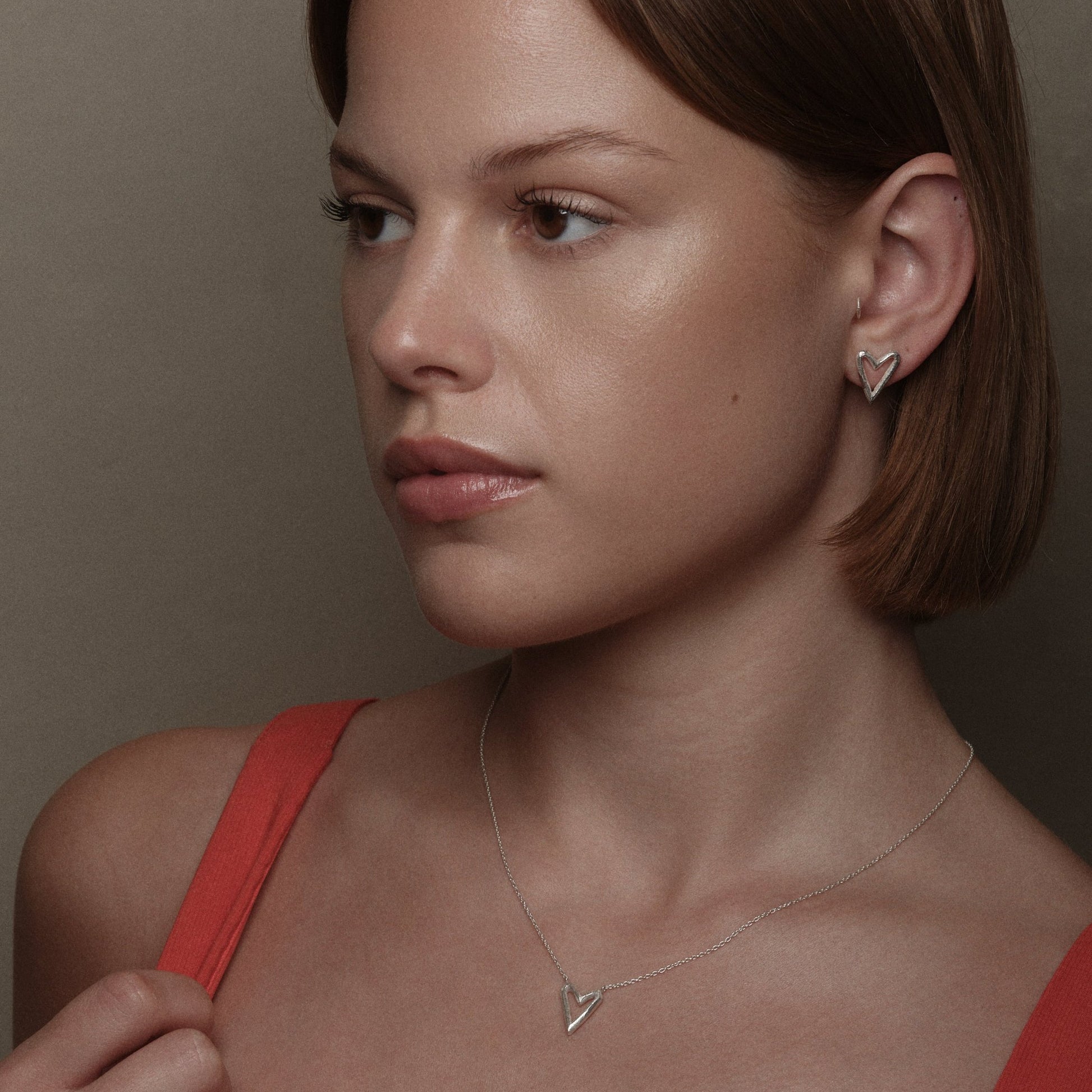 Silver Small Heart Earrings by Aurore Havenne