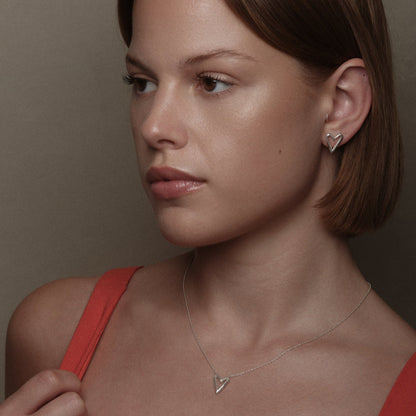 Silver Small Heart Earrings by Aurore Havenne