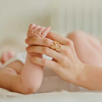 Verguld Zilveren Big heart Ring