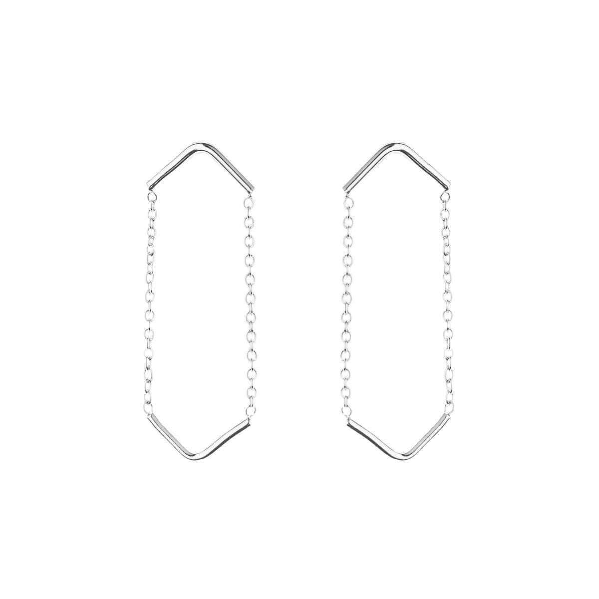 Silver Double Unity Triangle Earrings