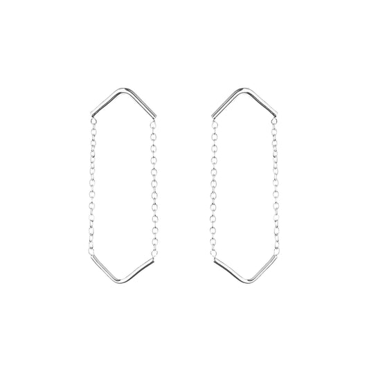 Silver Double Unity Triangle Earrings